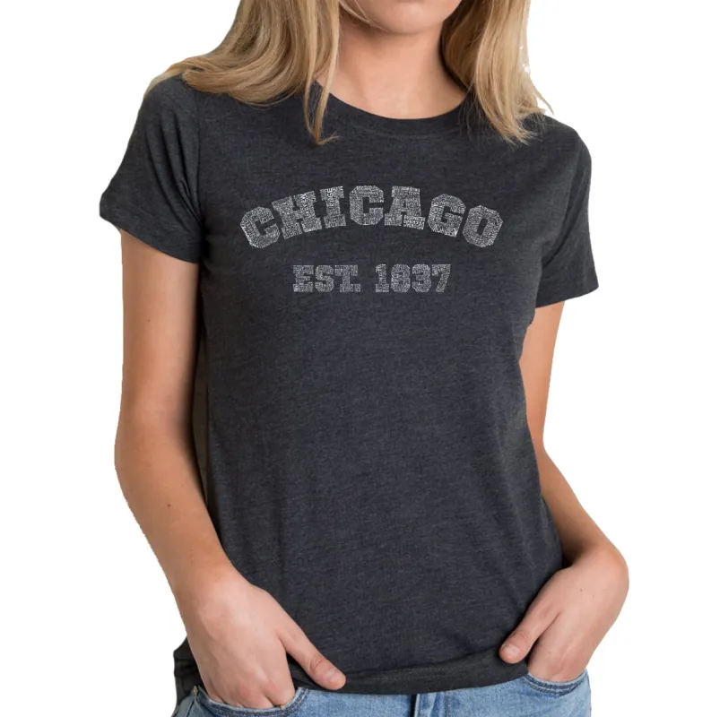 Chicago 1837 - Women's Premium Blend Word Art T-Shirt sold by LA Pop Art