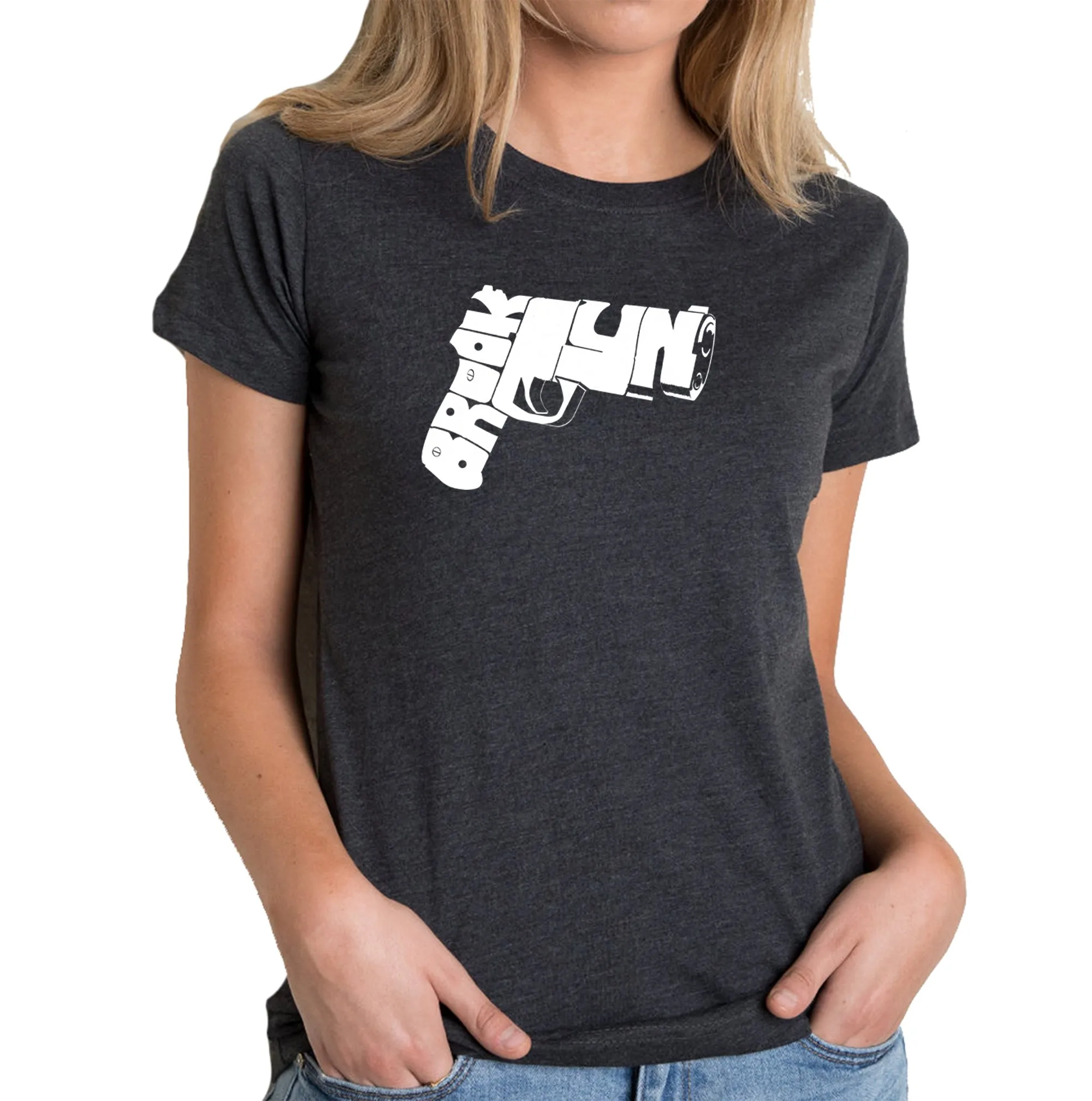 BROOKLYN GUN - Women's Premium Blend Word Art T-Shirt sold by LA Pop Art