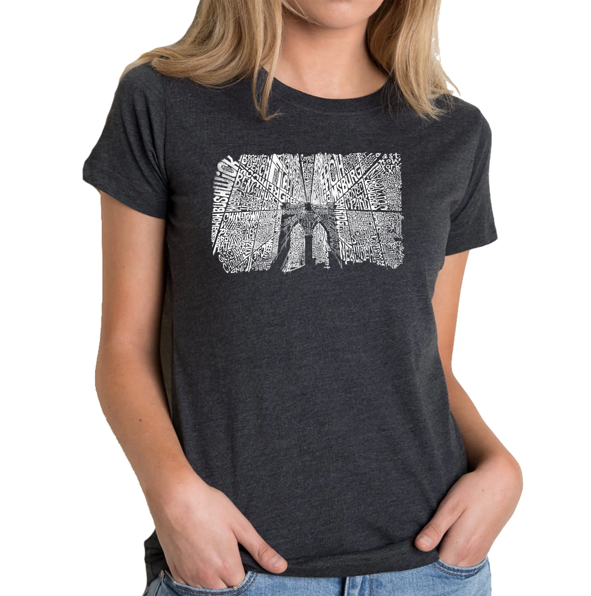 Brooklyn Bridge - Women's Premium Blend Word Art T-Shirt sold by LA Pop Art
