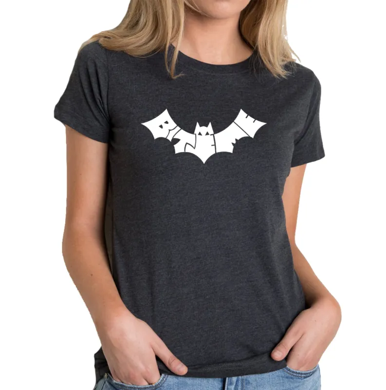 BAT BITE ME - Women's Premium Blend Word Art T-Shirt sold by LA Pop Art