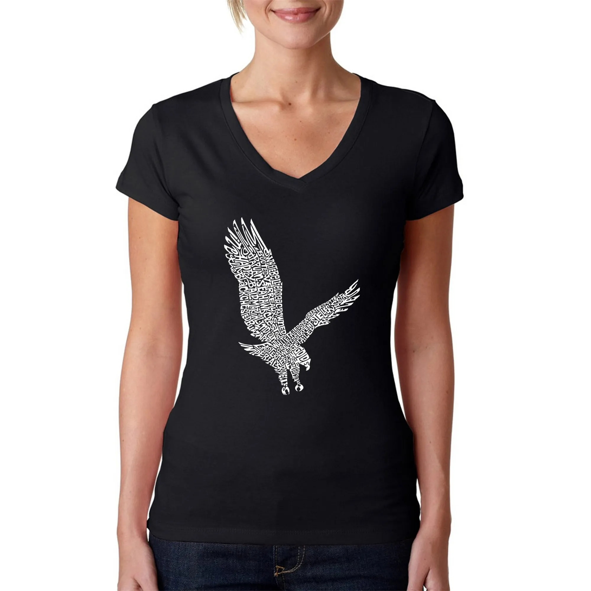 Eagle - Women's Word Art V-Neck T-Shirt sold by LA Pop Art