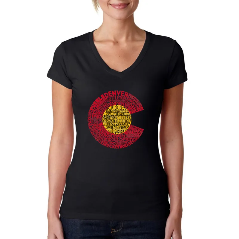 Colorado - Women's Word Art V-Neck T-Shirt sold by LA Pop Art