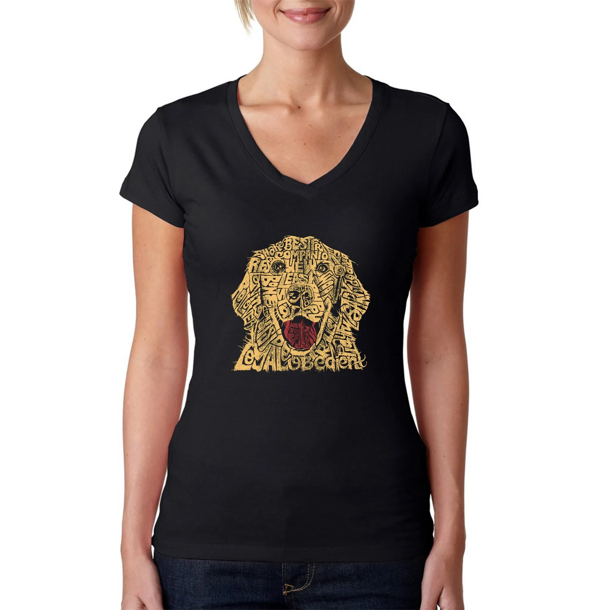 Dog - Women's Word Art V-Neck T-Shirt sold by LA Pop Art