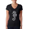 Types of Seahorse - Women's Word Art V-Neck T-Shirt sold by LA Pop Art