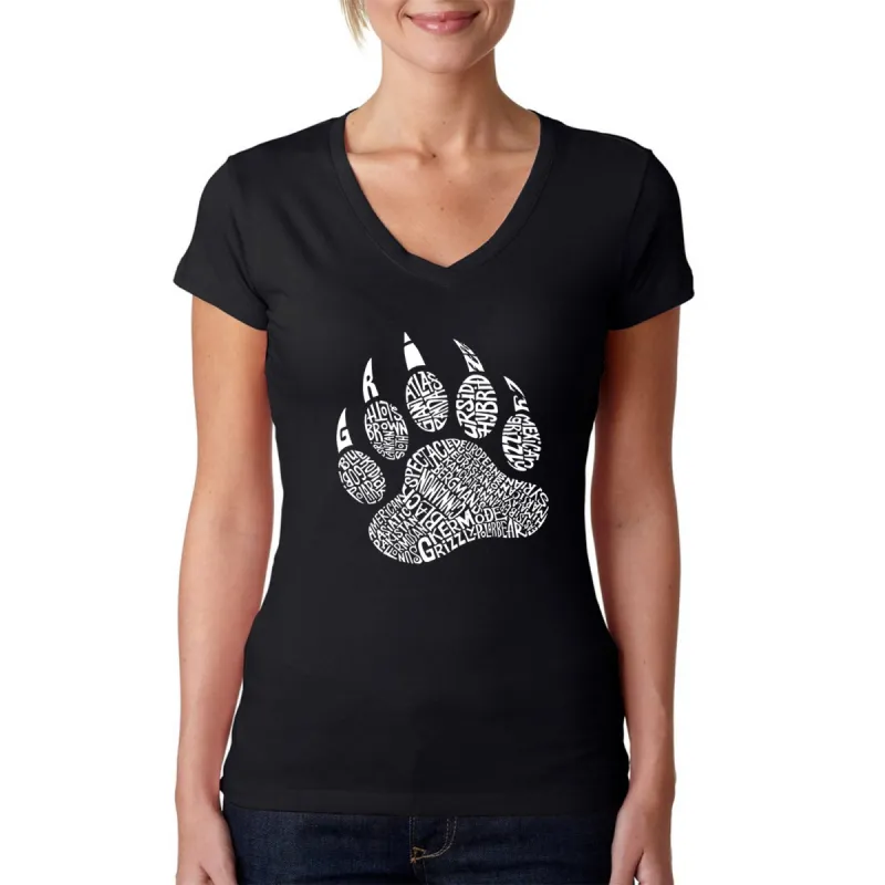 Types of Bears - Women's Word Art V-Neck T-Shirt sold by LA Pop Art