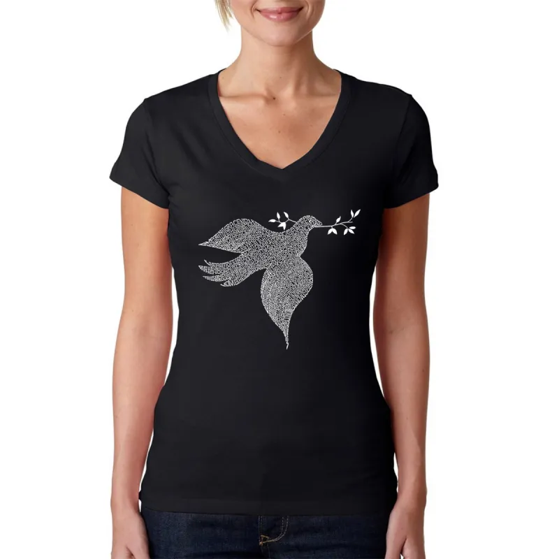 Dove - Women's Word Art V-Neck T-Shirt sold by LA Pop Art