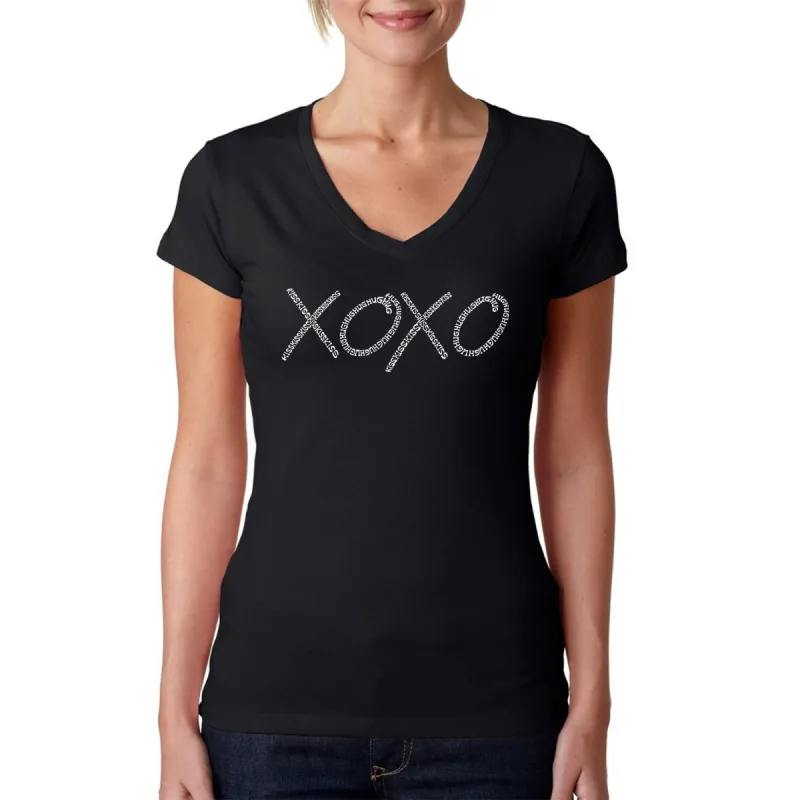 XOXO - Women's Word Art V-Neck T-Shirt sold by LA Pop Art