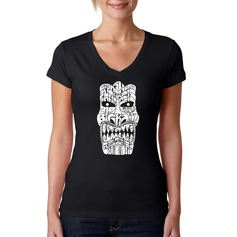 TIKI BIG KAHUNA - Women's Word Art V-Neck T-Shirt sold by LA Pop Art