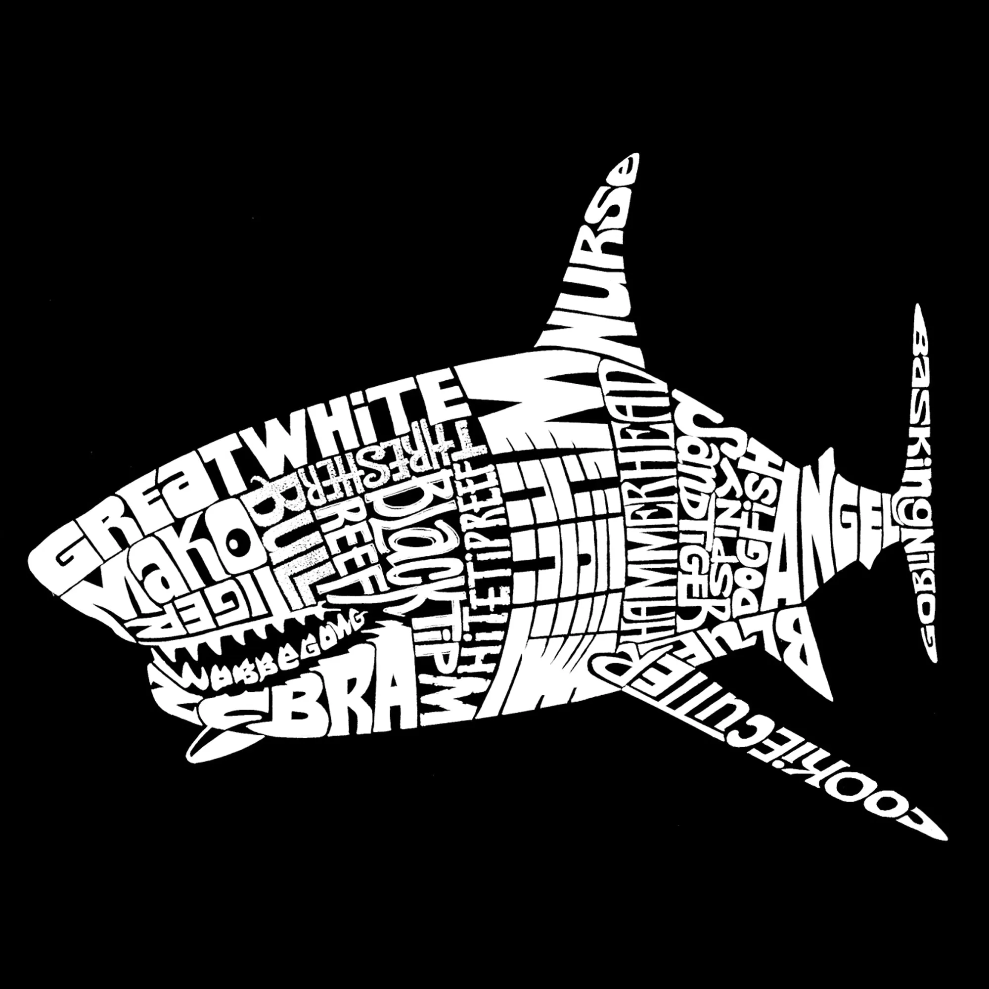 SPECIES OF SHARK - Women's Word Art V-Neck T-Shirt sold by LA Pop Art product image thumbnail 2
