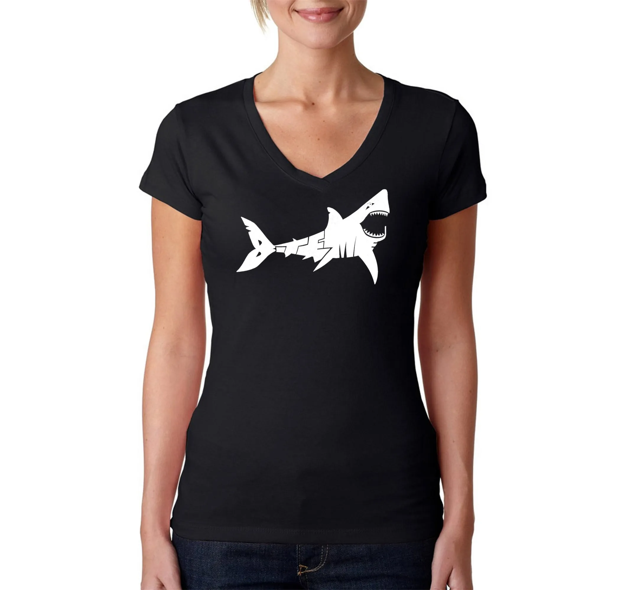 BITE ME - Women's Word Art V-Neck T-Shirt sold by LA Pop Art