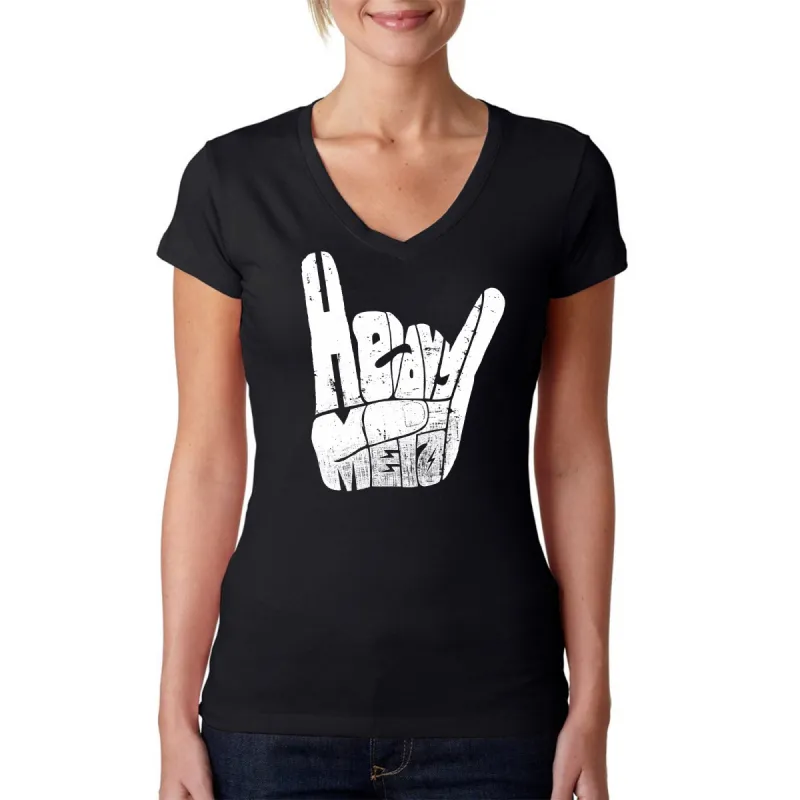 Heavy Metal - Women's Word Art V-Neck T-Shirt sold by LA Pop Art