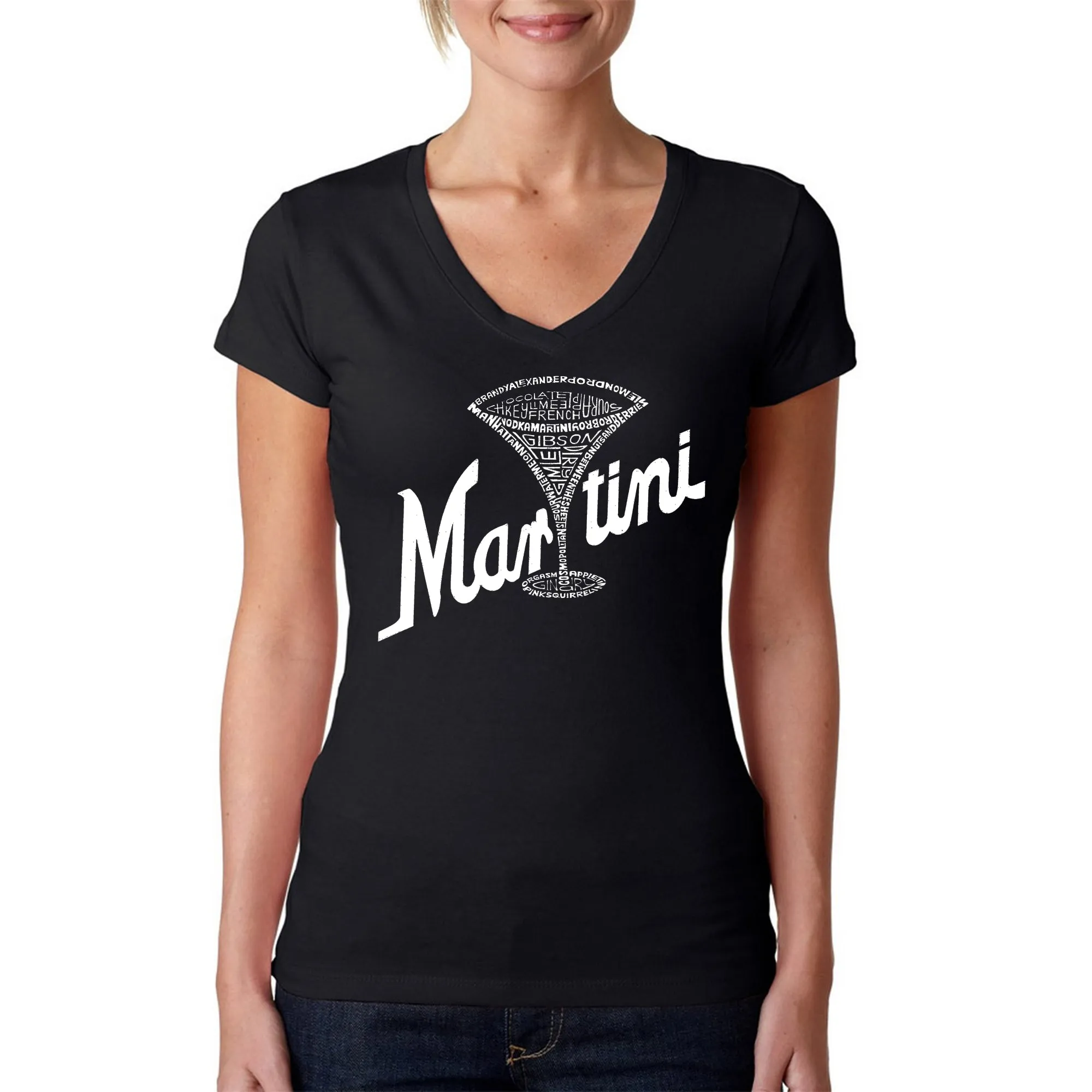 Martini - Women's Word Art V-Neck T-Shirt sold by LA Pop Art