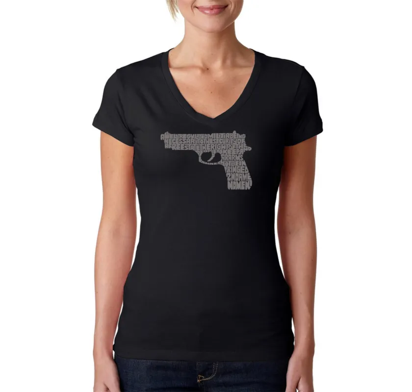 RIGHT TO BEAR ARMS - Women's Word Art V-Neck T-Shirt sold by LA Pop Art