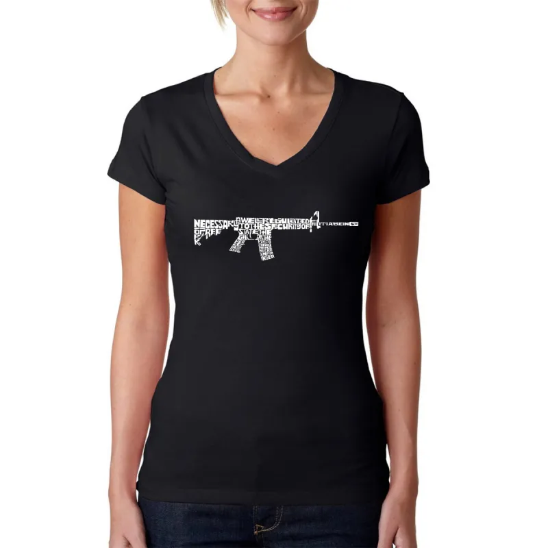 AR15 2nd Amendment Word Art - Women's Word Art V-Neck T-Shirt sold by LA Pop Art