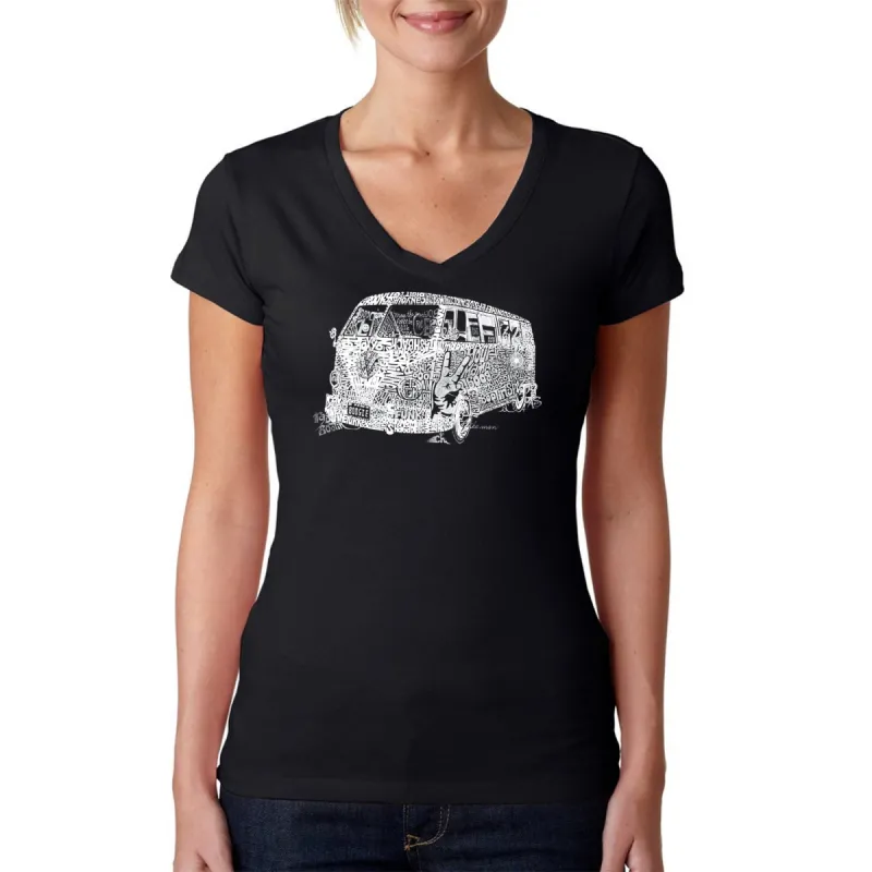 THE 70'S - Women's Word Art V-Neck T-Shirt sold by LA Pop Art