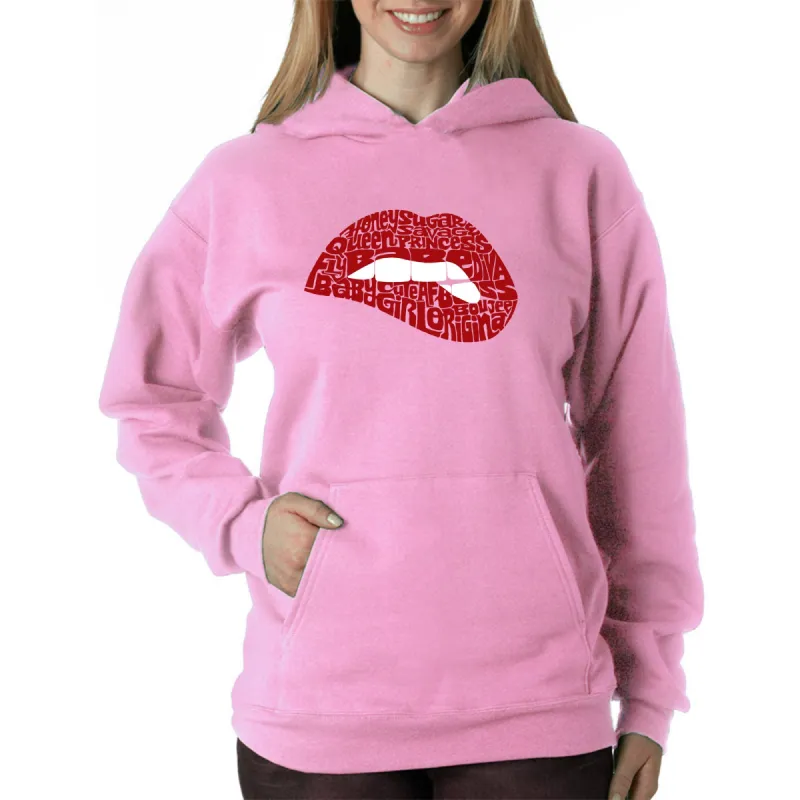 Savage Lips - Women's Word Art Hooded Sweatshirt sold by LA Pop Art