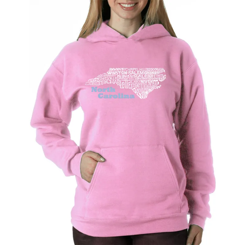 North Carolina - Women's Word Art Hooded Sweatshirt sold by LA Pop Art