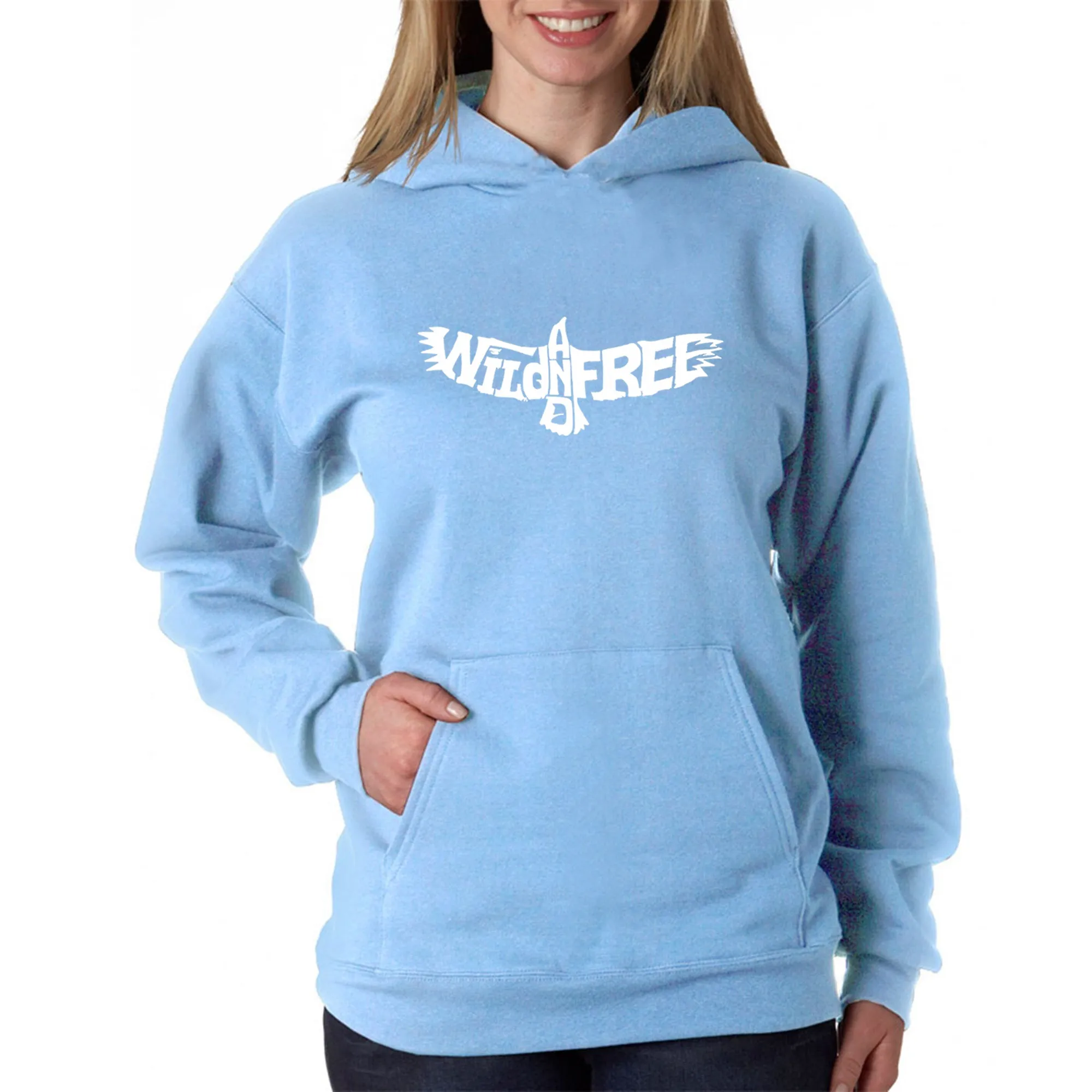 Wild and Free Eagle - Women's Word Art Hooded Sweatshirt sold by LA Pop Art product image thumbnail 3