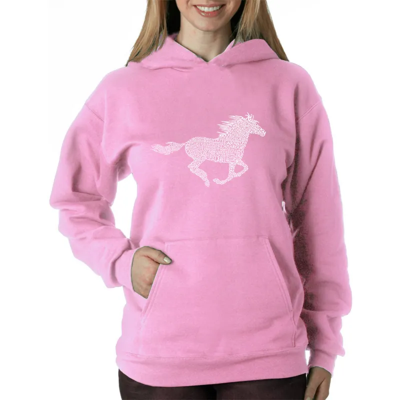 Horse Breeds - Women's Word Art Hooded Sweatshirt sold by LA Pop Art