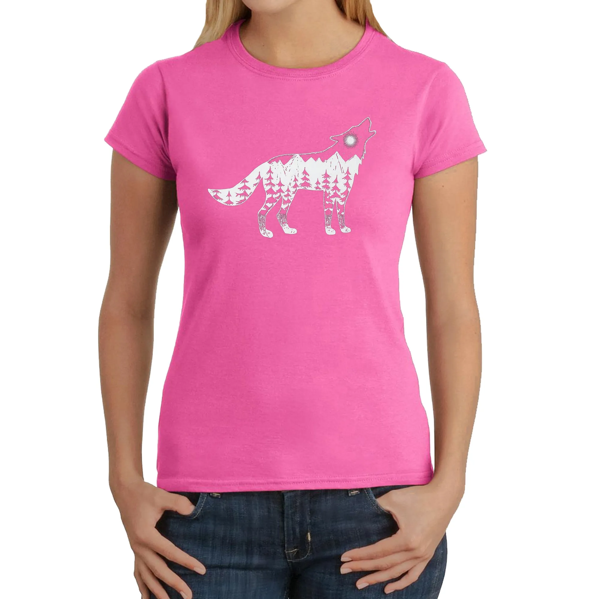 Howling Wolf - Women's Word Art T-Shirt sold by LA Pop Art product image thumbnail 4