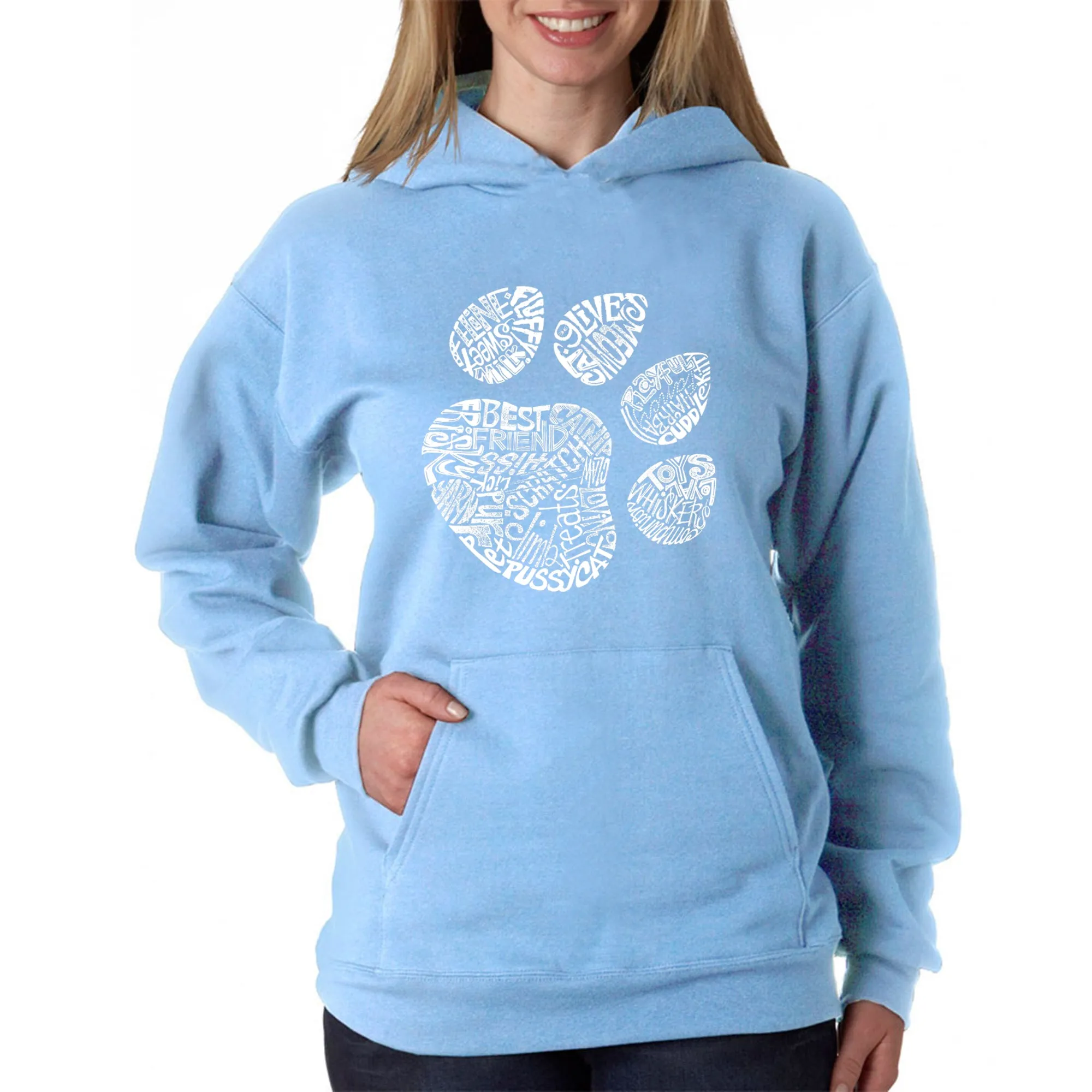 Cat Paw - Women's Word Art Hooded Sweatshirt sold by LA Pop Art product image thumbnail 3