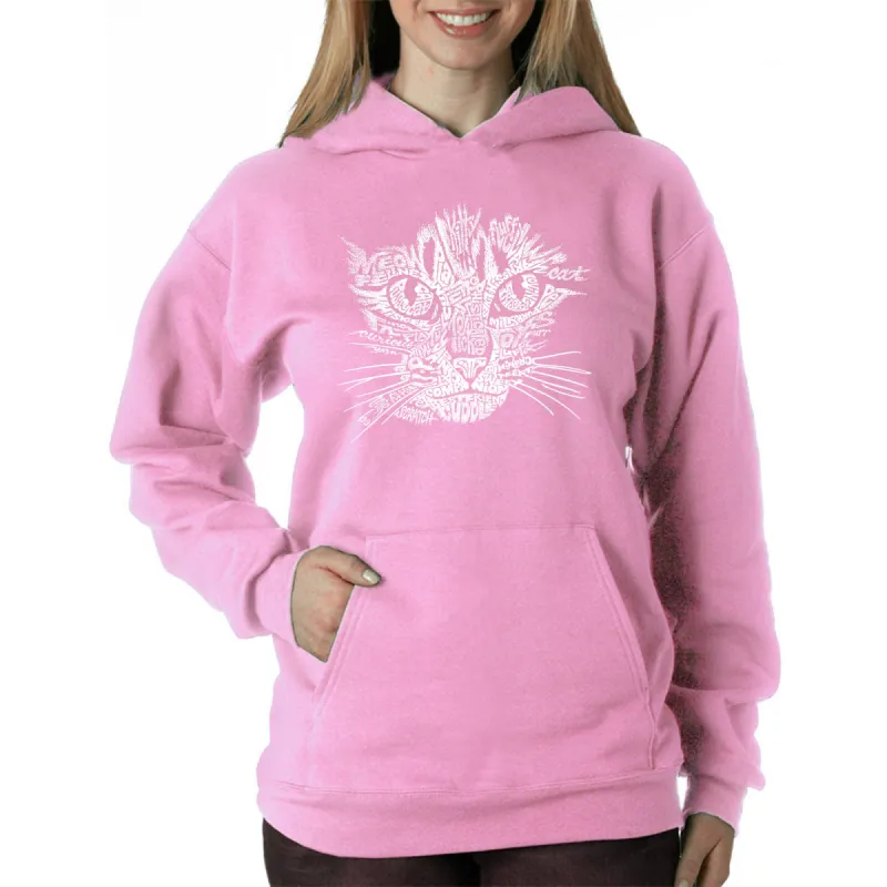 Cat Face - Women's Word Art Hooded Sweatshirt sold by LA Pop Art