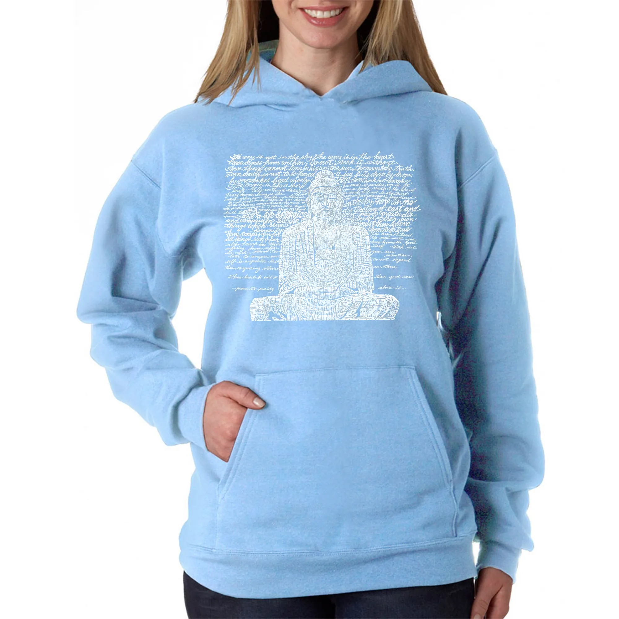 Zen Buddha - Women's Word Art Hooded Sweatshirt sold by LA Pop Art product image thumbnail 3