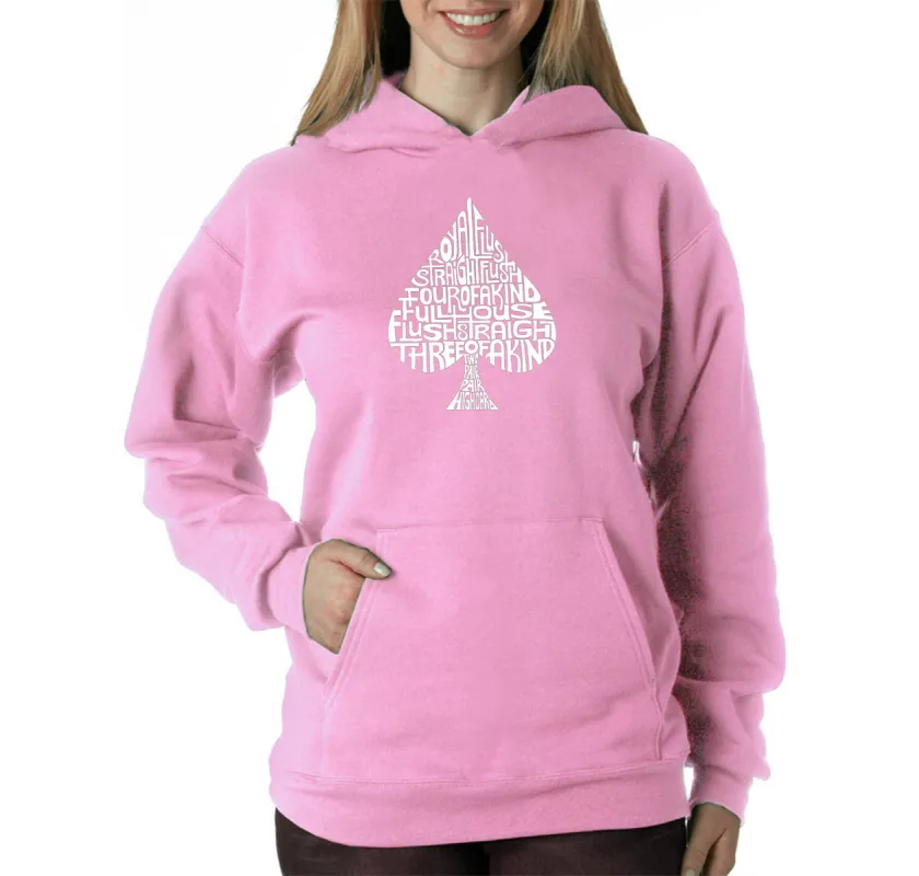 ORDER OF WINNING POKER HANDS - Women's Word Art Hooded Sweatshirt sold by LA Pop Art