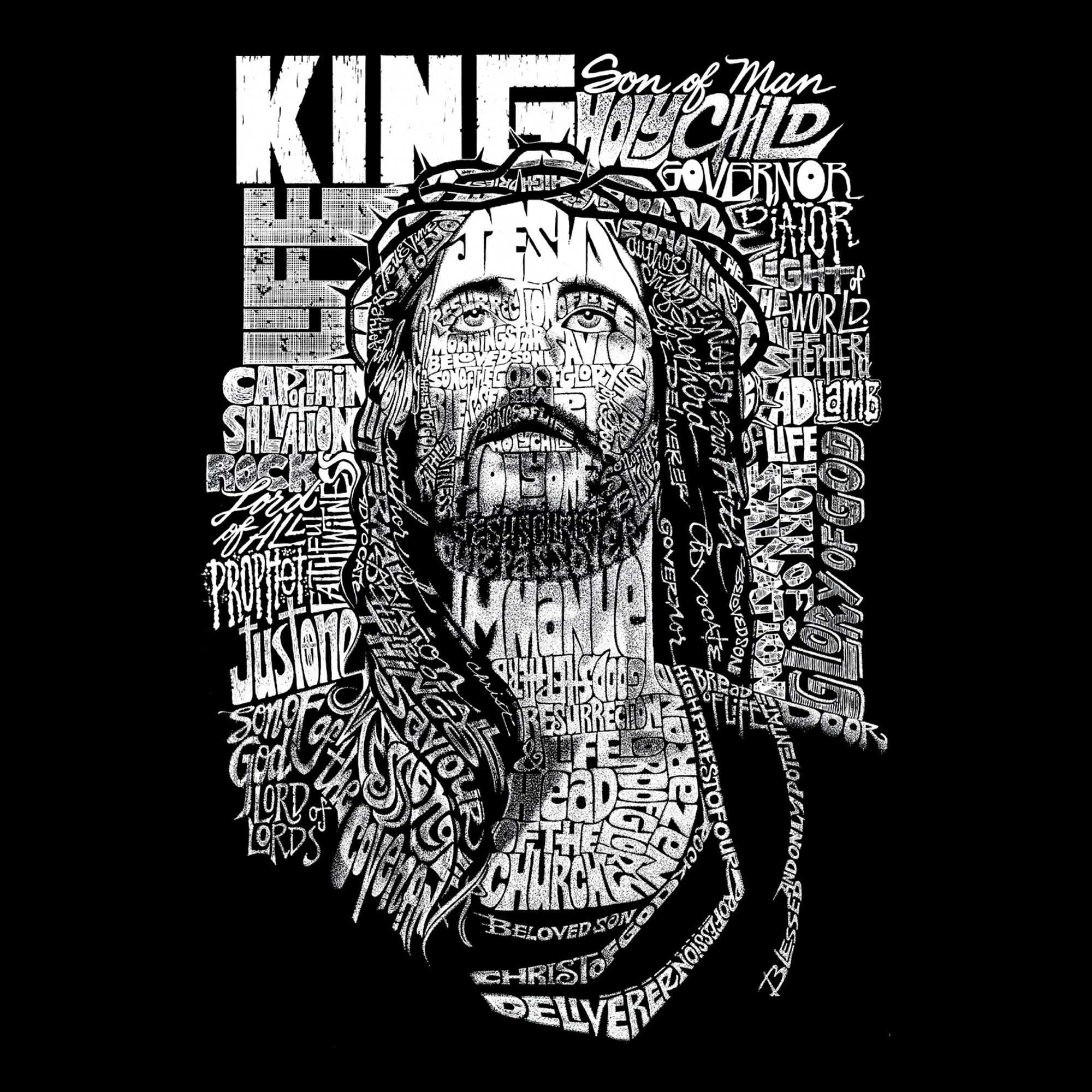 JESUS - Women's Word Art Hooded Sweatshirt sold by LA Pop Art product image thumbnail 2