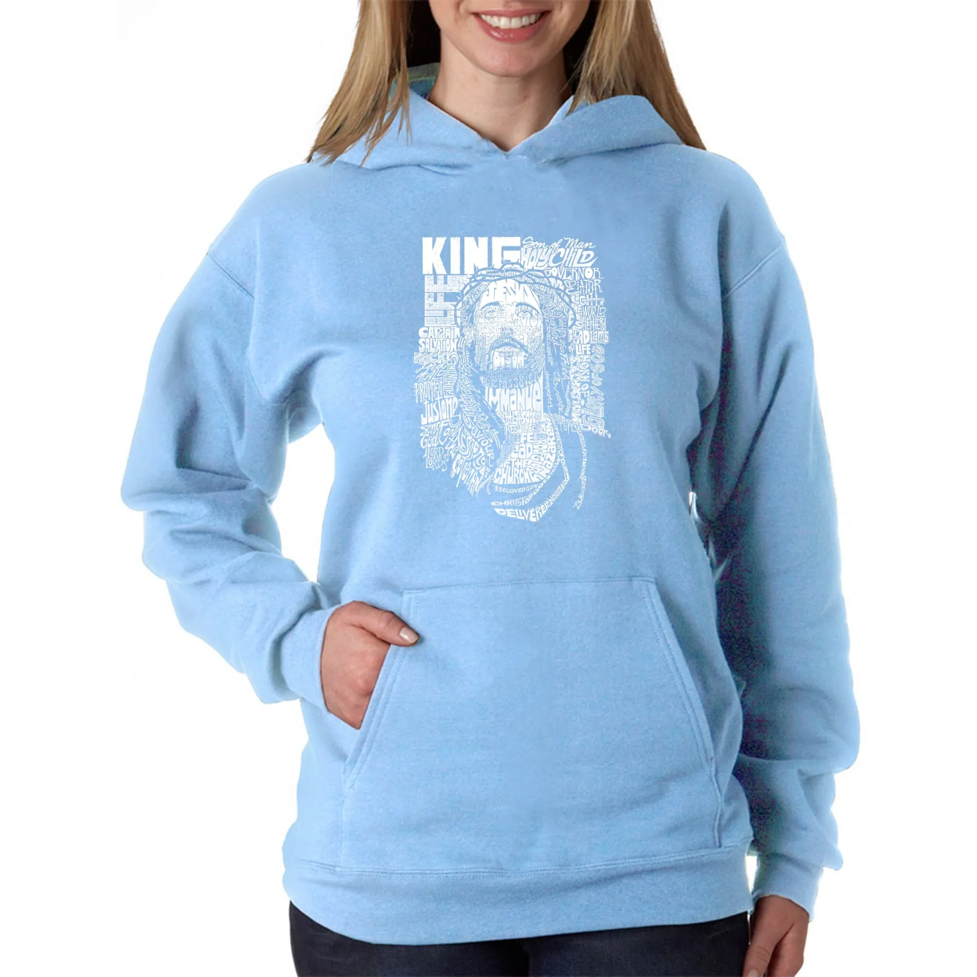 JESUS - Women's Word Art Hooded Sweatshirt sold by LA Pop Art product image thumbnail 3