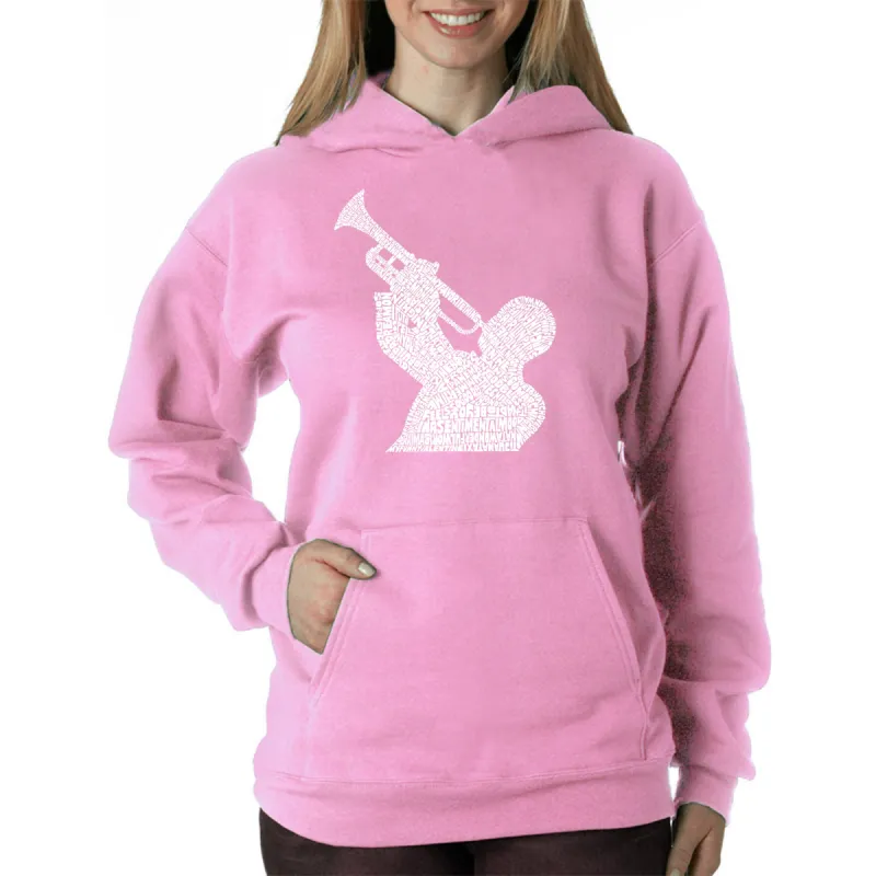 ALL TIME JAZZ SONGS - Women's Word Art Hooded Sweatshirt sold by LA Pop Art