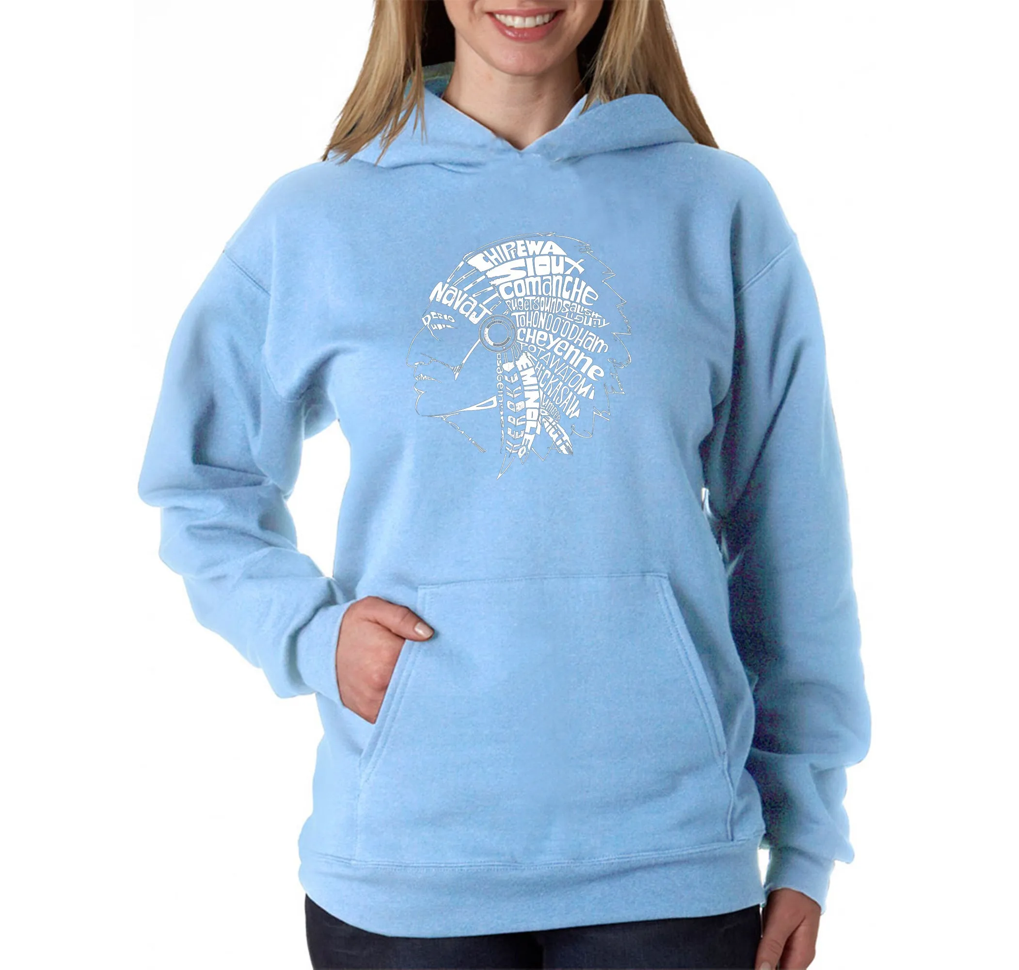 POPULAR NATIVE AMERICAN INDIAN TRIBES - Women's Word Art Hooded Sweatshirt sold by LA Pop Art product image thumbnail 3