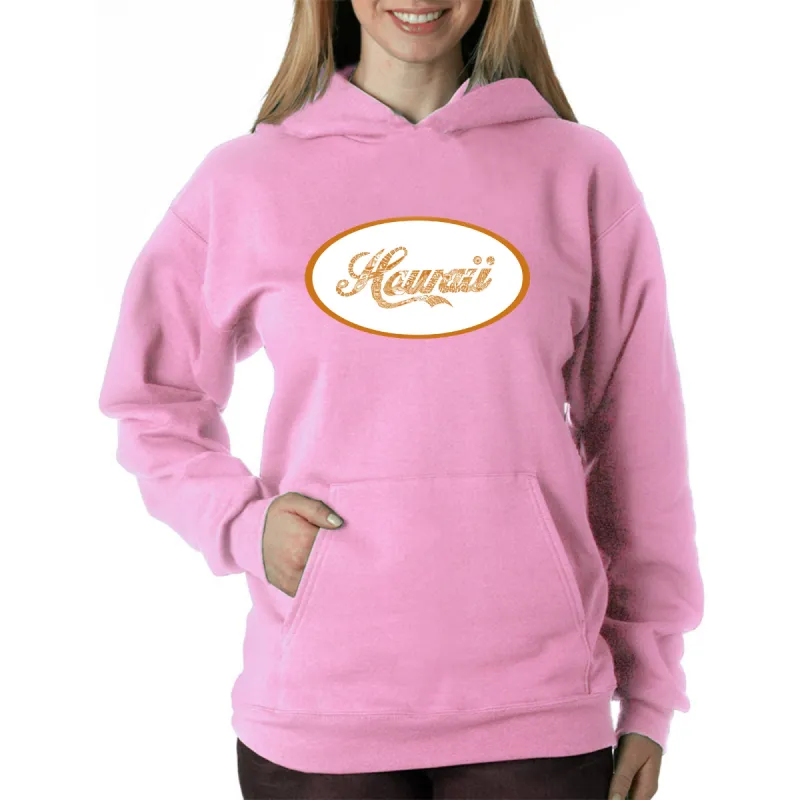 HAWAIIAN ISLAND NAMES & IMAGERY - Women's Word Art Hooded Sweatshirt sold by LA Pop Art
