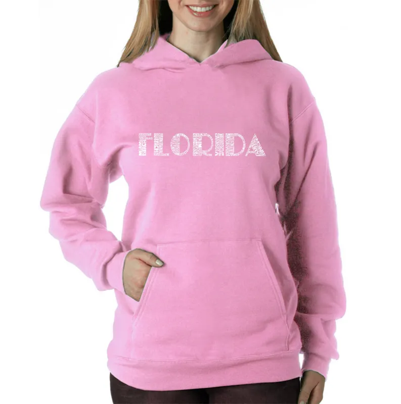 POPULAR CITIES IN FLORIDA - Women's Word Art Hooded Sweatshirt sold by LA Pop Art