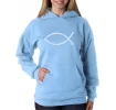 JESUS FISH - Women's Word Art Hooded Sweatshirt sold by LA Pop Art