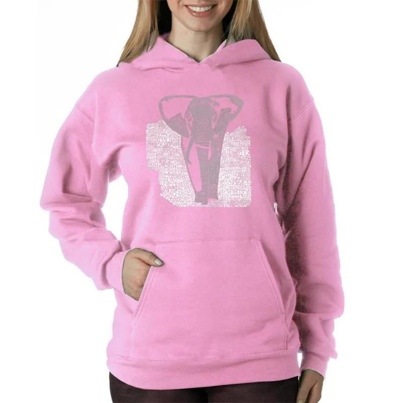 ELEPHANT - Women's Word Art Hooded Sweatshirt sold by LA Pop Art