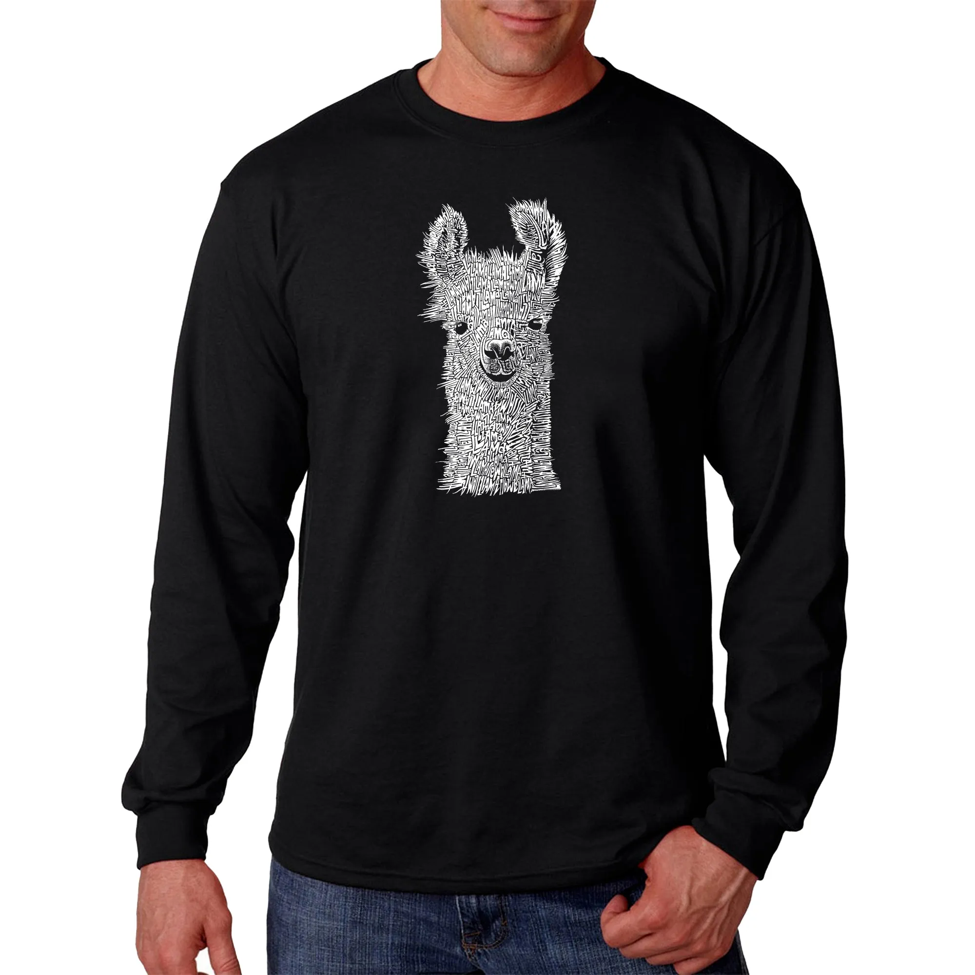 Llama - Men's Word Art Long Sleeve T-Shirt sold by LA Pop Art