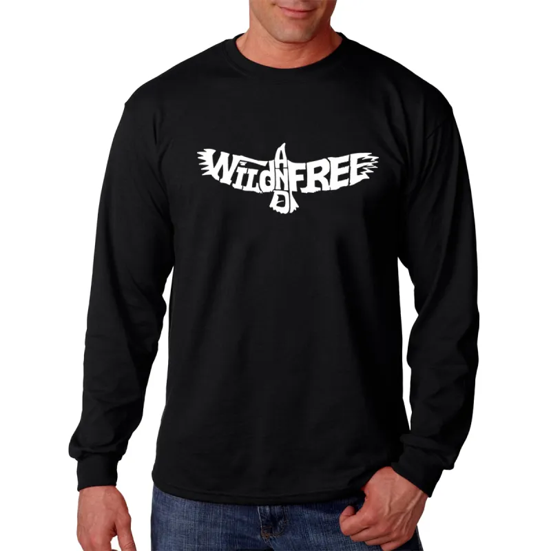 Wild and Free Eagle - Men's Word Art Long Sleeve T-Shirt sold by LA Pop Art