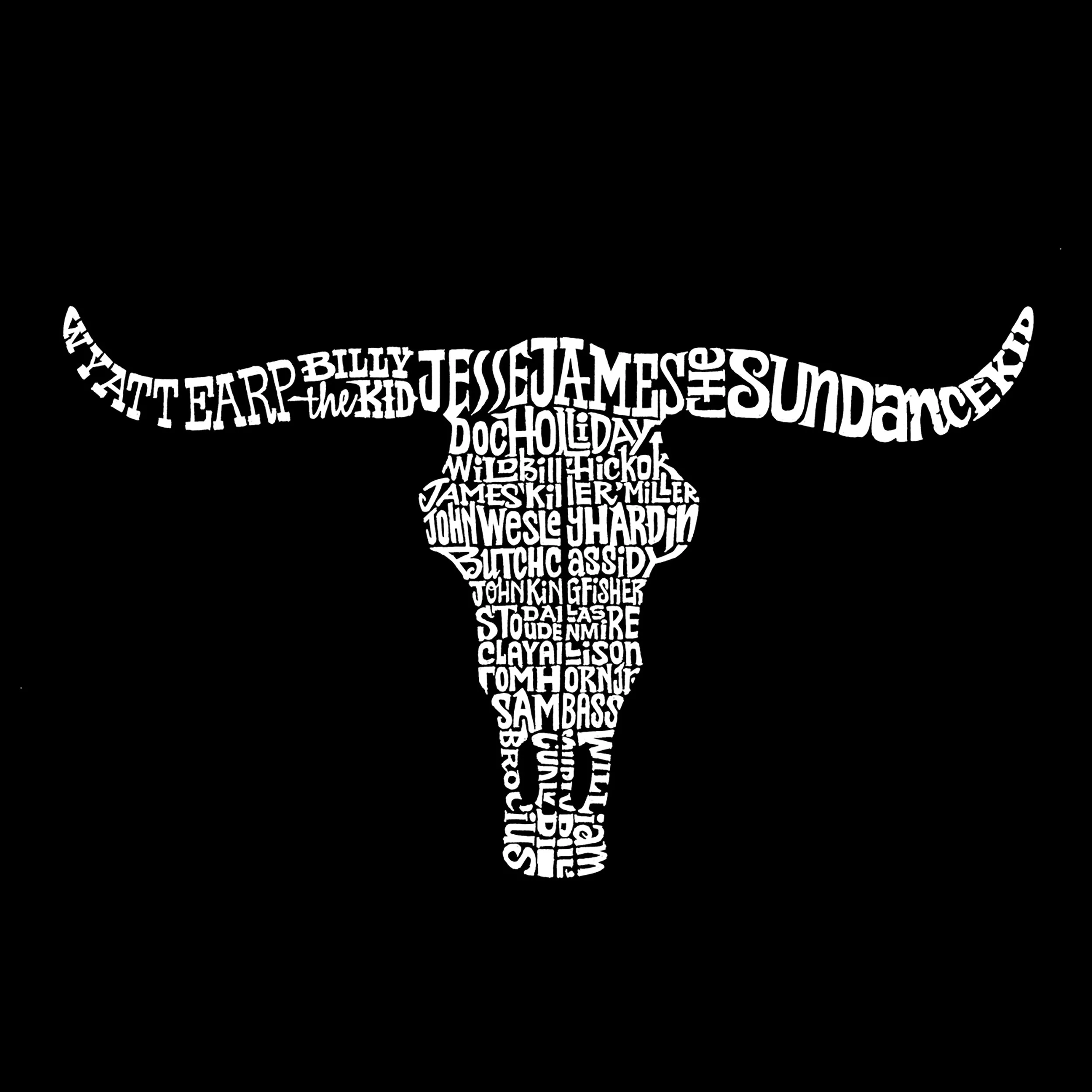 Names of Legendary Outlaws - Men's Word Art Long Sleeve T-Shirt sold by LA Pop Art product image thumbnail 2