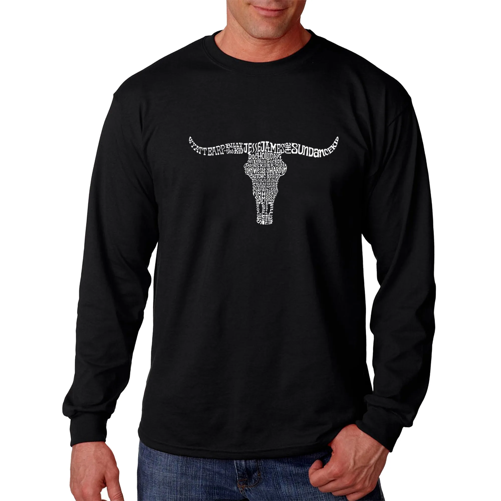 Names of Legendary Outlaws - Men's Word Art Long Sleeve T-Shirt sold by LA Pop Art
