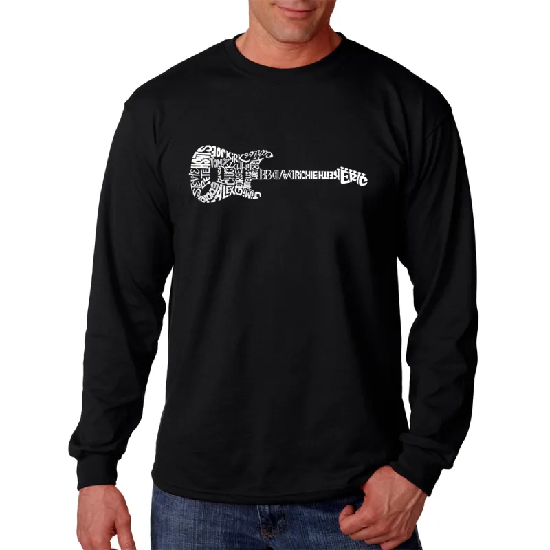 Rock Guitar - Men's Word Art Long Sleeve T-Shirt sold by LA Pop Art