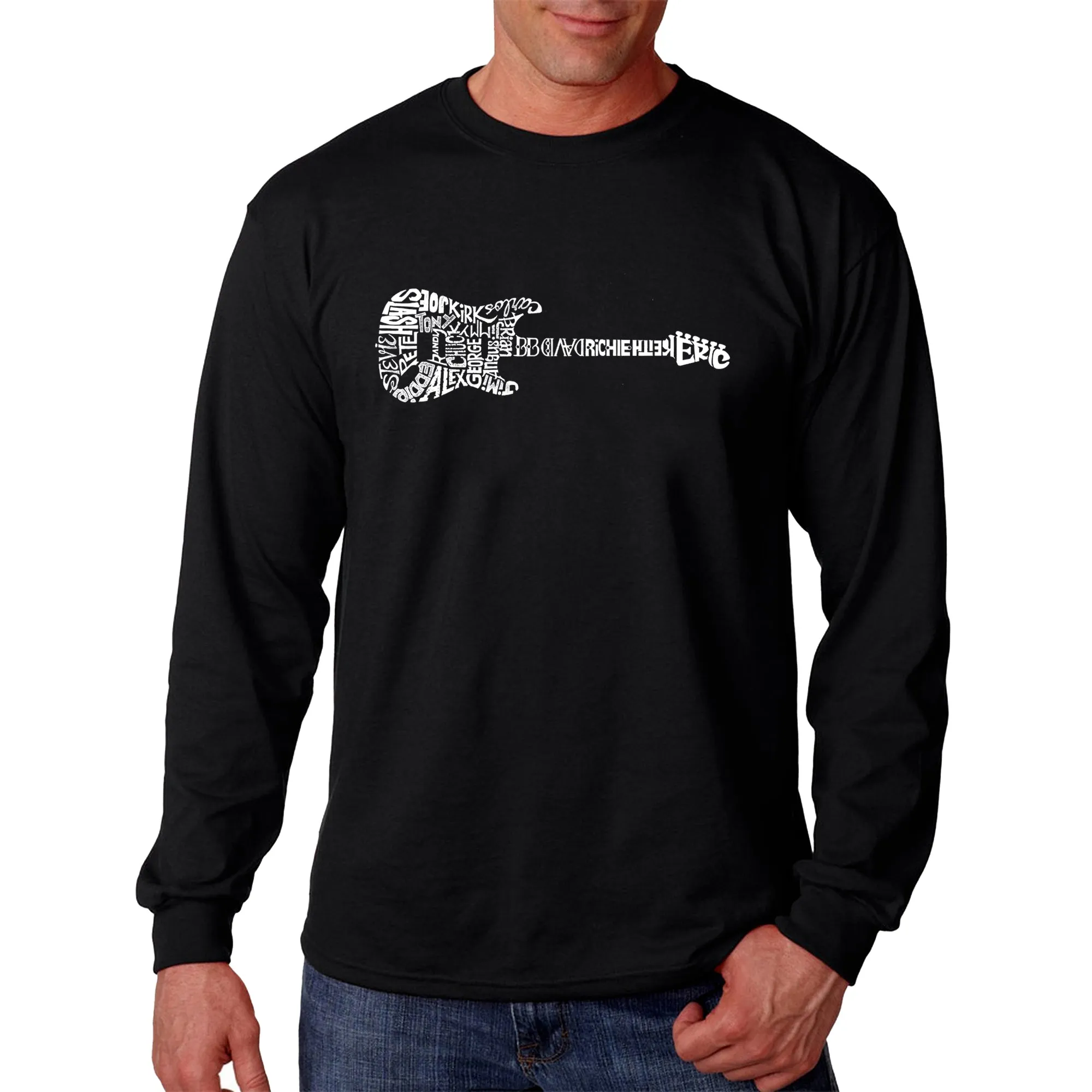 Rock Guitar - Men's Word Art Long Sleeve T-Shirt sold by LA Pop Art
