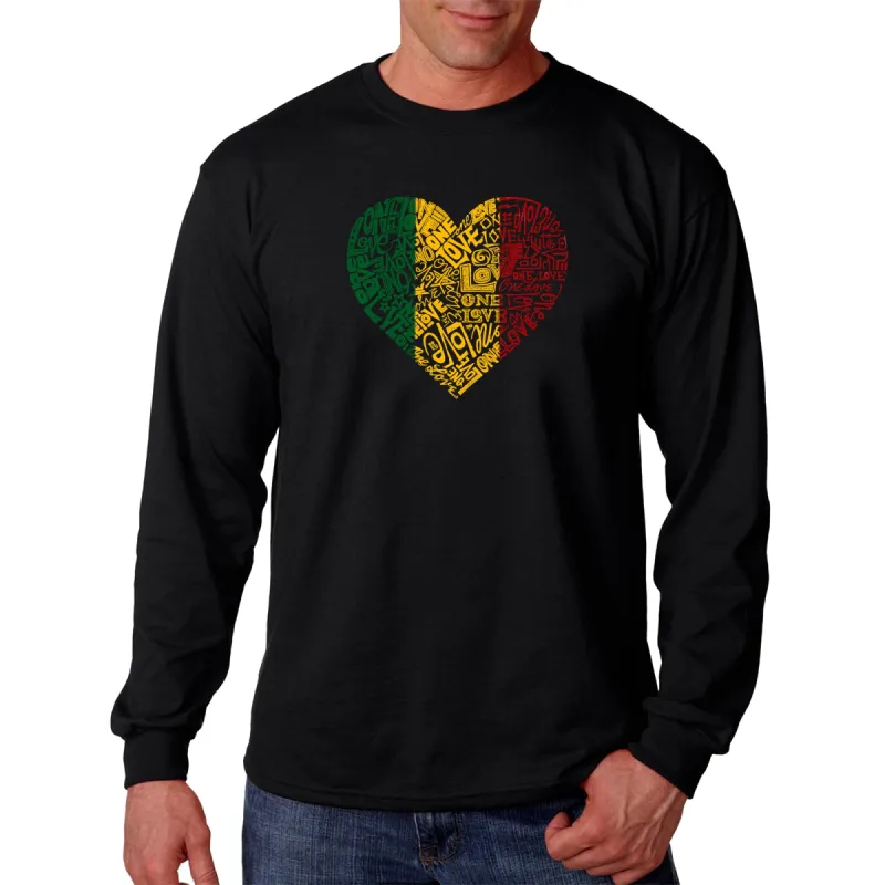 One Love Heart - Men's Word Art Long Sleeve T-Shirt sold by LA Pop Art