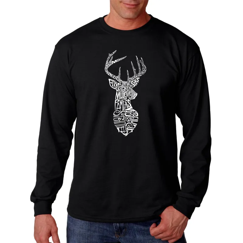 Types of Deer - Men's Word Art Long Sleeve T-Shirt sold by LA Pop Art