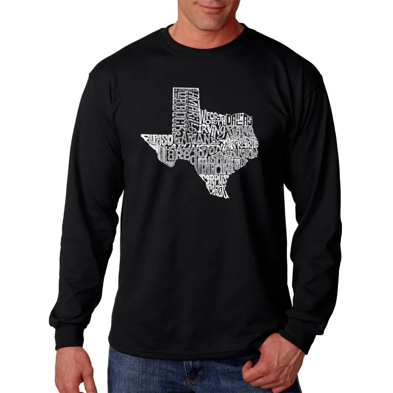 The Great State of Texas - Men's Word Art Long Sleeve T-Shirt sold by LA Pop Art