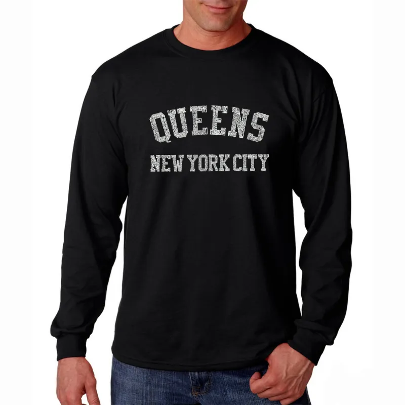 POPULAR NEIGHBORHOODS IN QUEENS, NY - Men's Word Art Long Sleeve T-Shirt sold by LA Pop Art