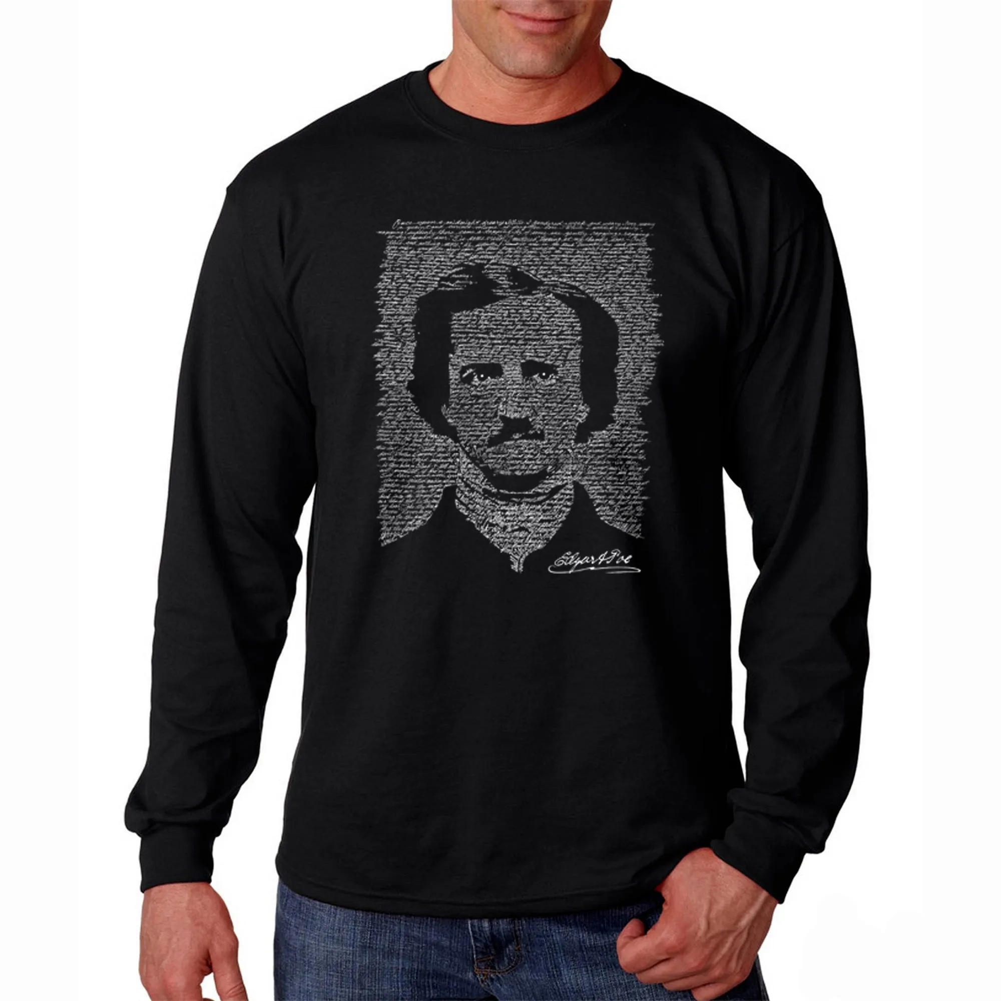EDGAR ALLAN POE THE RAVEN - Men's Word Art Long Sleeve T-Shirt sold by LA Pop Art