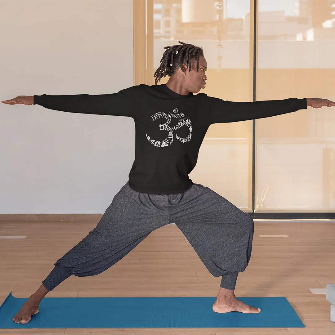 THE OM SYMBOL OUT OF YOGA POSES - Men's Word Art Long Sleeve T-Shirt sold by LA Pop Art product image thumbnail 3