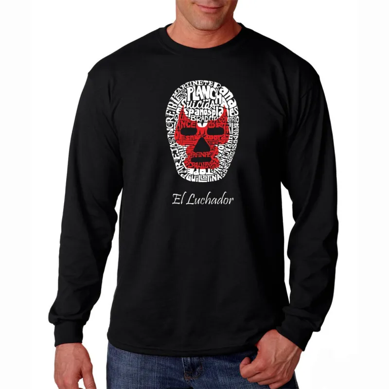 MEXICAN WRESTLING MASK - Men's Word Art Long Sleeve T-Shirt sold by LA Pop Art