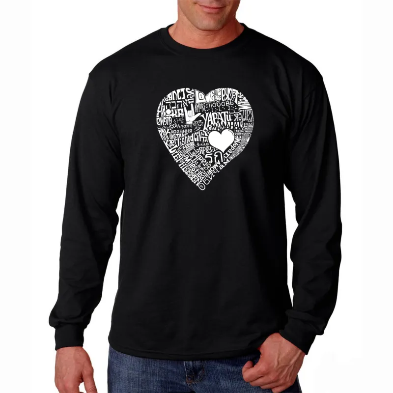 LOVE IN 44 DIFFERENT LANGUAGES - Men's Word Art Long Sleeve T-Shirt sold by LA Pop Art